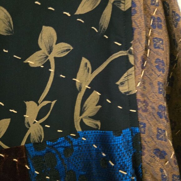 Indigo Moon Vintage Mixed Media Patchwork Jacket Pockets Art To Wear Size M - Picture 3 of 6